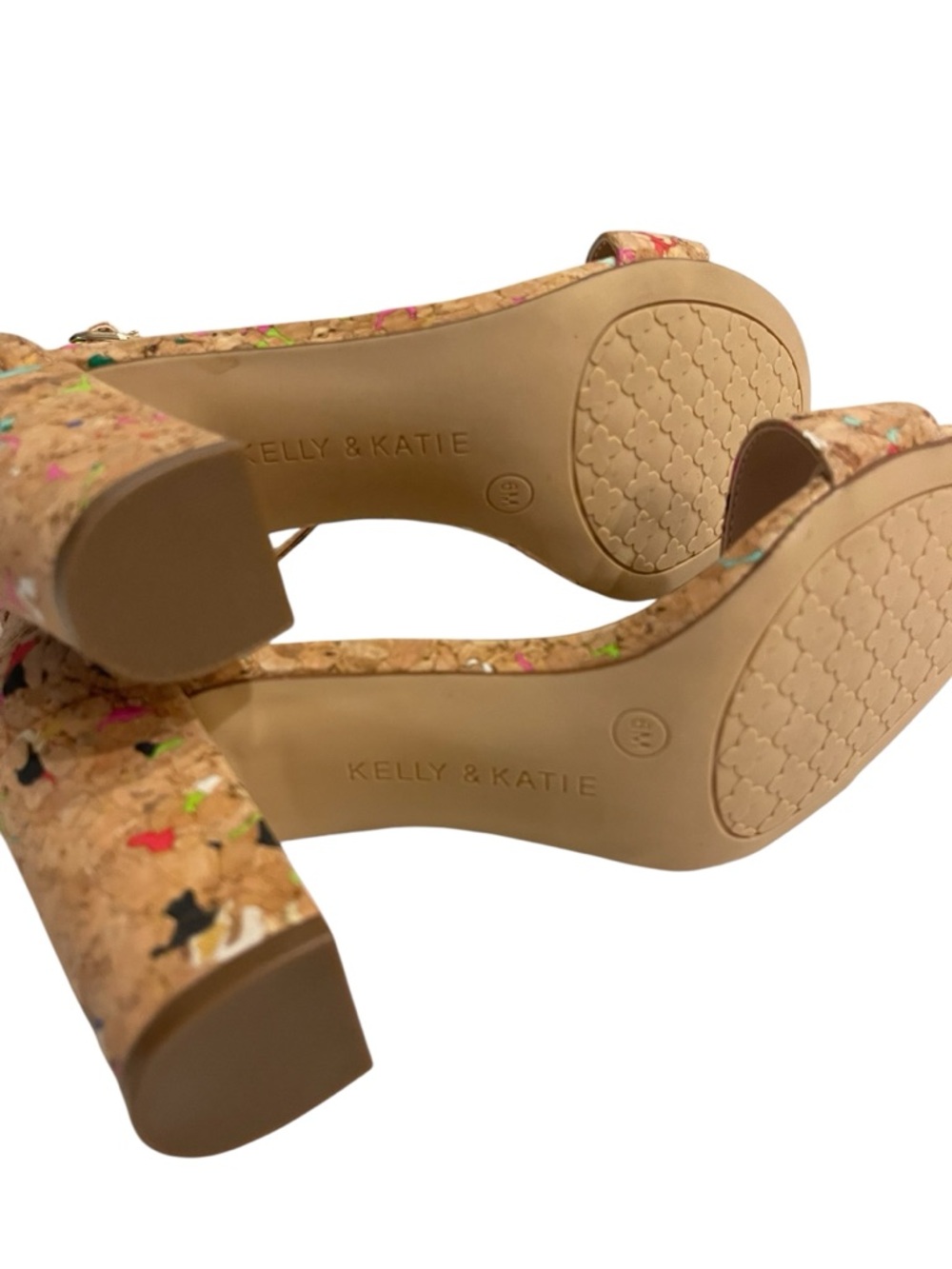 Kelly & Katie Cork Multicolor Confetti Block Heel Sandals - Picture 4 of 5